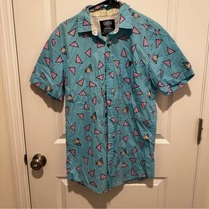 Nickelodeon Rocko’s Modern Life Men's Blue and Pink Graphic Shirt